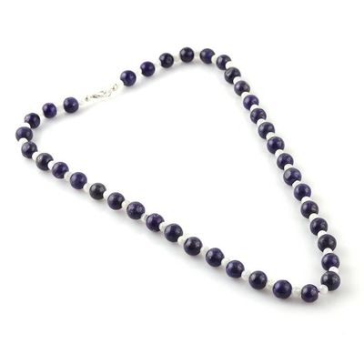Alternate image for Bohemian-Themed Moonstone and Lapis Lazuli Beaded Necklace Lunar Truth