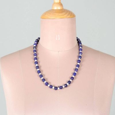 Alternate image for Bohemian-Themed Moonstone and Lapis Lazuli Beaded Necklace Lunar Truth
