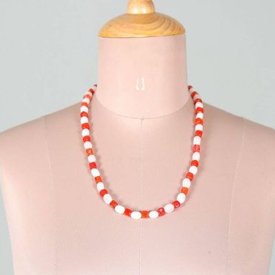 Alternate image for Orange and White Agate Beaded Necklace Crafted in India Balance of Fire