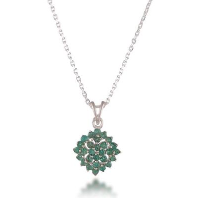 Alternate image for Star-Themed High-Polished Pendant Necklace with Emerald Gems Immortal Nova