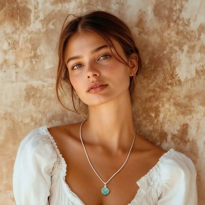 Alternate image for Star-Themed High-Polished Pendant Necklace with Emerald Gems Immortal Nova