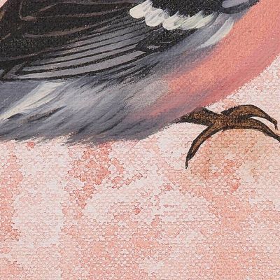 Alternate image for Signed Painting of a Sparrow in Pink from India Wintry Evening