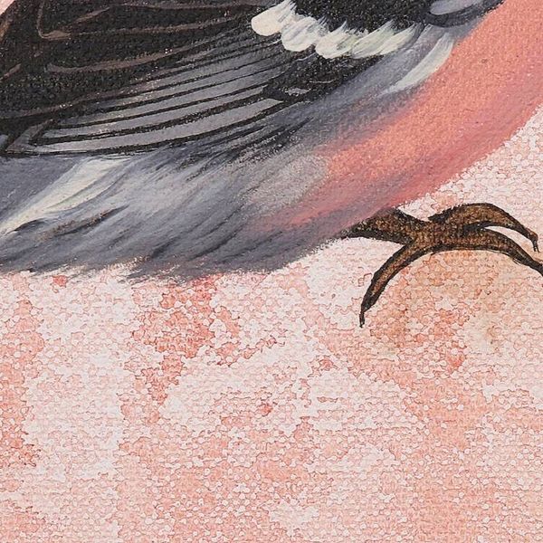 Alternate image for Signed Painting of a Sparrow in Pink from India Wintry Evening