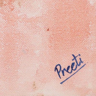 Alternate image for Signed Painting of a Sparrow in Pink from India Wintry Evening