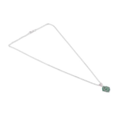 Alternate image for Star-Themed High-Polished Pendant Necklace with Emerald Gems Immortal Nova