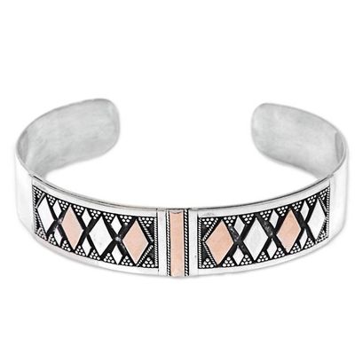 Alternate image for Gold Accented Sterling Silver Cuff Bracelet from Indonesia Golden Rhombus
