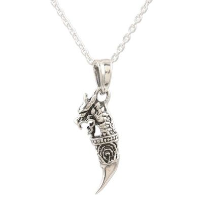 Alternate image for Sterling Silver Dragon Pendant Necklace Ferocious Dragon