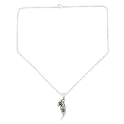 Alternate image for Sterling Silver Dragon Pendant Necklace Ferocious Dragon