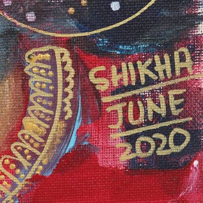 Alternate image for Goddess Parvati Acrylic Painting on Canvas Board Parvati as a Bride