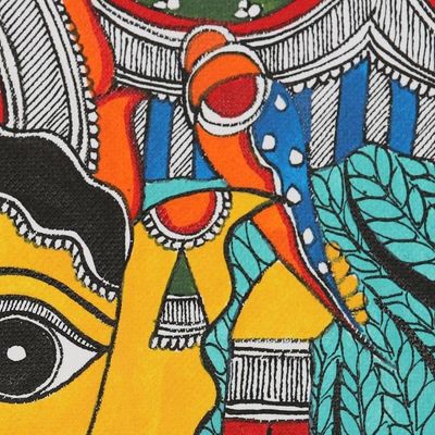 Alternate image for Madhubani Ganesha Painting on Handmade Paper Lalitasana Ganesha