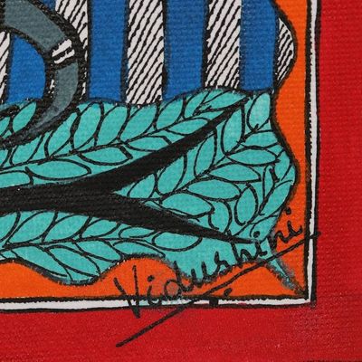 Alternate image for Madhubani Ganesha Painting on Handmade Paper Lalitasana Ganesha