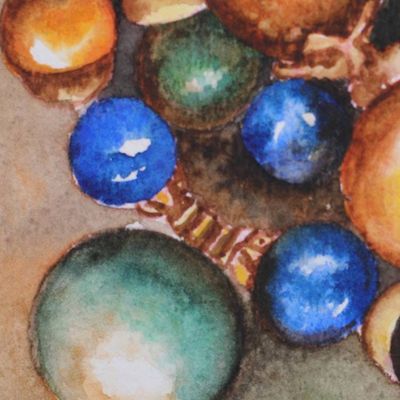 Alternate image for Signed Stretched Impressionist Watercolor Painting of Gems Crystal Charms
