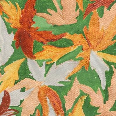 Alternate image for Signed Nature-Themed Painting of Leaves from India Spring