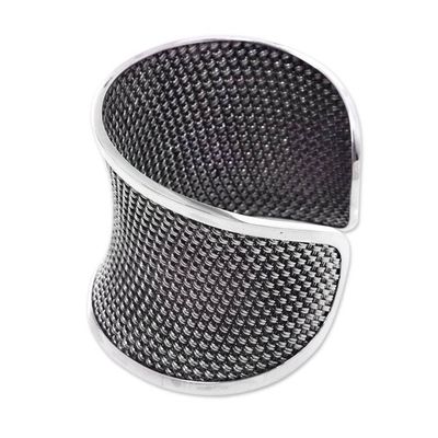 Alternate image for Handcrafted Sterling Silver Woven Cuff Bracelet Bamboo Lattice