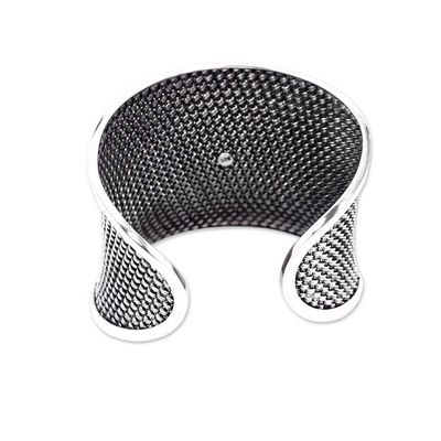 Alternate image for Handcrafted Sterling Silver Woven Cuff Bracelet Bamboo Lattice