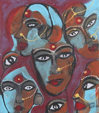 Alternate image for Indian Bridal Fantasy Painting on Canvas Board Bridal Saga