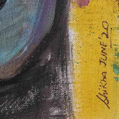 Alternate image for Expressionist Acrylic Portrait Painting on Canvas Board Enchanting Eyes