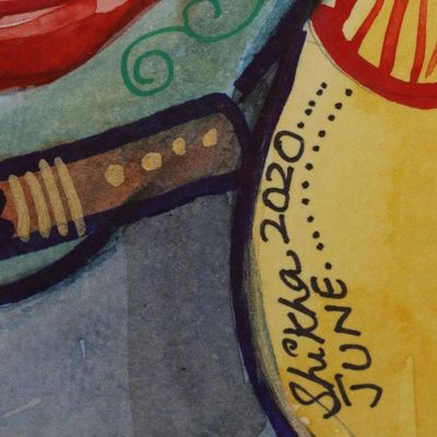 Alternate image for Krishna and Radha Watercolor Painting on Handmade Paper Radha-Krishna