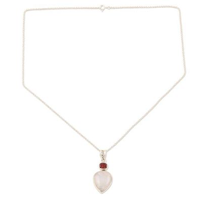 Alternate image for Rainbow Moonstone and Garnet Pendant Necklace Mars in the Morning