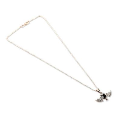Alternate image for Bat Halloween-Themed Mens Spinel Silver Pendant Necklace Mystic Flight