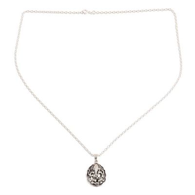 Alternate image for Sterling Silver Ganesha Pendant Necklace from India Ganesha Frame