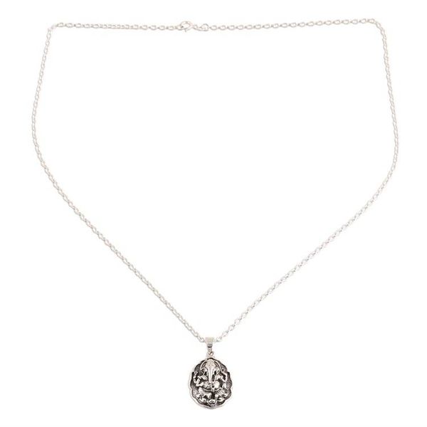 Alternate image for Sterling Silver Ganesha Pendant Necklace from India Ganesha Frame
