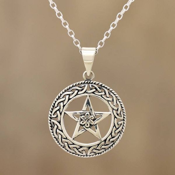 Alternate image for Celtic Motif Sterling Star Pendant Necklace from India Celtic Star