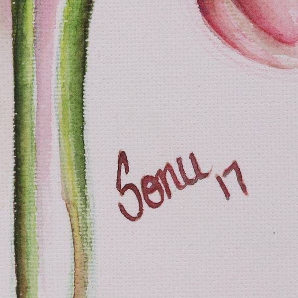 Alternate image for Signed Realist Painting of a Poppy Flower from India Poppy Love