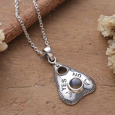Alternate image for Spirit Board Planchette-Shaped Labradorite Silver Necklace Spirit Guide