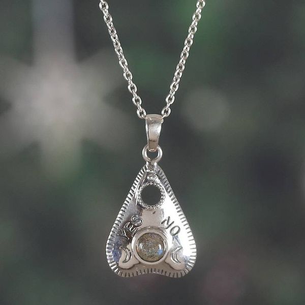 Alternate image for Spirit Board Planchette-Shaped Labradorite Silver Necklace Spirit Guide