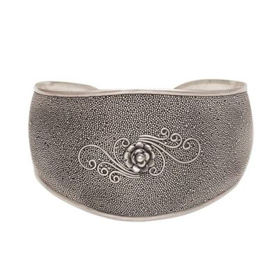Alternate image for Handcrafted Floral Sterling Silver Cuff Bracelet from Bali Lotus Swirl