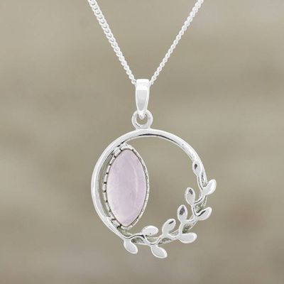 Primary image for Hand Crafted Rose Quartz and Sterling Silver Necklace Pink Wreath