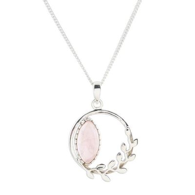 Alternate image for Hand Crafted Rose Quartz and Sterling Silver Necklace Pink Wreath