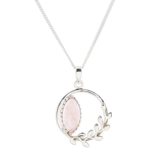Alternate image for Hand Crafted Rose Quartz and Sterling Silver Necklace Pink Wreath