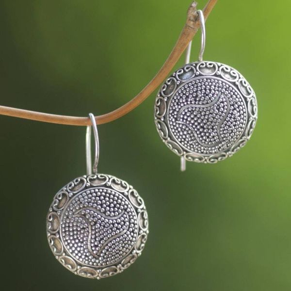 Alternate image for Handmade Balinese Sterling Silver Drop Style Earrings Bali Bubbles