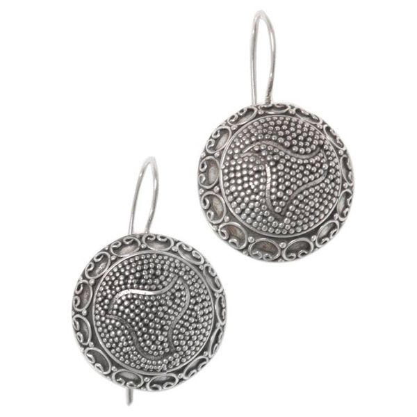 Alternate image for Handmade Balinese Sterling Silver Drop Style Earrings Bali Bubbles