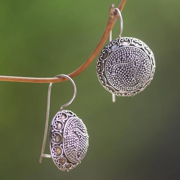 Alternate image for Handmade Balinese Sterling Silver Drop Style Earrings Bali Bubbles