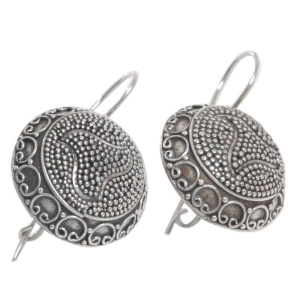 Alternate image for Handmade Balinese Sterling Silver Drop Style Earrings Bali Bubbles