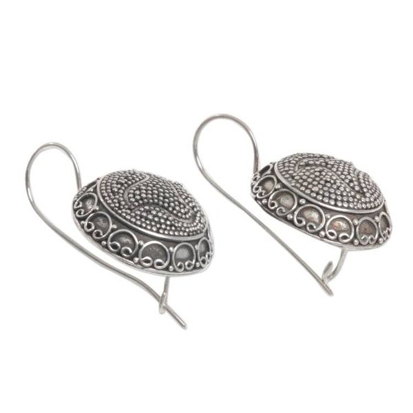 Alternate image for Handmade Balinese Sterling Silver Drop Style Earrings Bali Bubbles