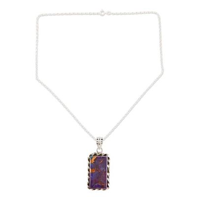Alternate image for Hand Crafted Sterling Silver Pendant Necklace Royal Mirror in Purple