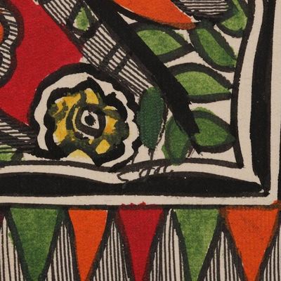 Alternate image for Colorful Madhubani Painting on Handmade Paper Tree of Harmony