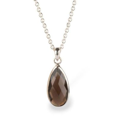 Alternate image for Six-Carat Faceted Pear-Cut Smoky Quartz Pendant Necklace Glam at Dusk