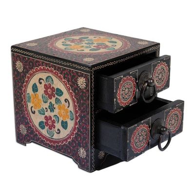 Alternate image for Handcrafted Red-Toned Batik Ganitri Wood Jewelry Chest Summer Palace