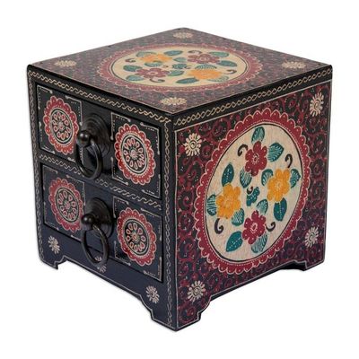 Alternate image for Handcrafted Red-Toned Batik Ganitri Wood Jewelry Chest Summer Palace