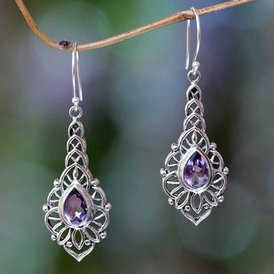 Alternate image for Amethyst and Sterling Silver Handcrafted Earrings Rapture