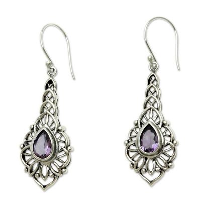 Alternate image for Amethyst and Sterling Silver Handcrafted Earrings Rapture