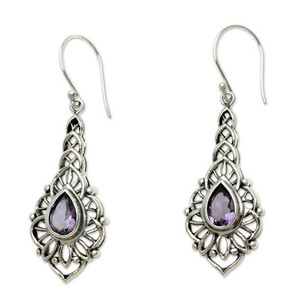 Alternate image for Amethyst and Sterling Silver Handcrafted Earrings Rapture