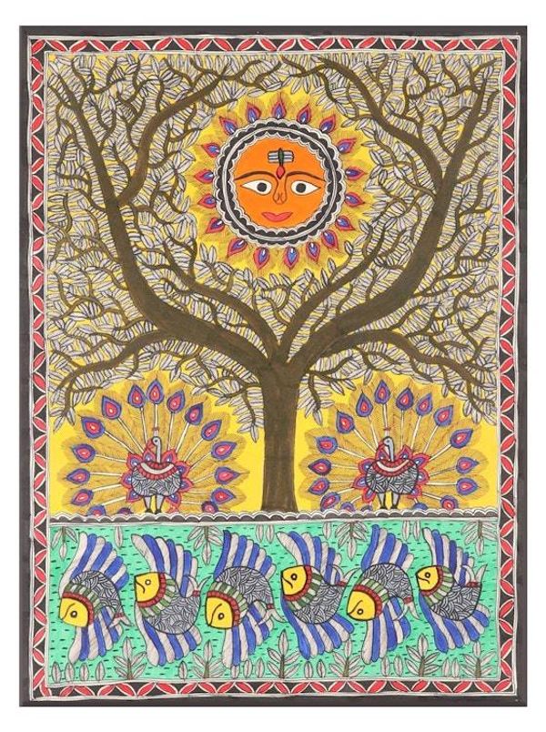 Alternate image for Indian Madhubani Painting Tree of Life