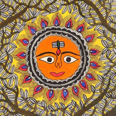 Alternate image for Indian Madhubani Painting Tree of Life