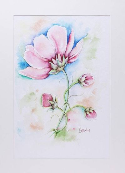 Primary image for Signed Realist Poppy Flower Painting from India Poppy Charm